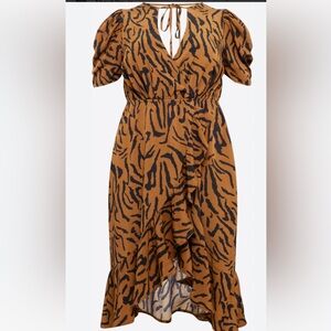 Plus Size Tiger Wrap Midi Dress Size 18 (US)